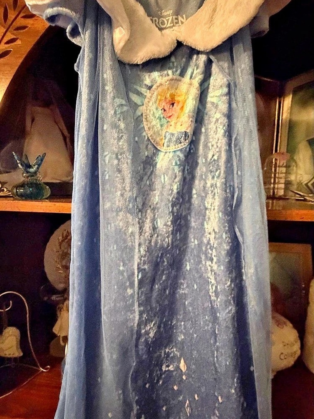 Disney Frozen Faux-Fur Collar Dress Blue & White Girls 4